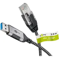 Goobay Ethernet-Kabel USB-A 3.0 auf RJ45, Slim, 2 m