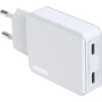 Accezz Ultra Slim GaN Ladegerät - 2x USB-C - 65 W - Weiß