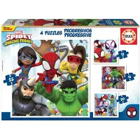 Educa 19295, Spidey und Seine Super-Freunde, 4in1 Puzzleset mit 12/16/20/25 Teilen, Puzzle für Kinder ab 3 Jahren, Spiderman, Marvel