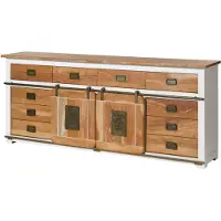 MASSIVMOEBEL24.DE MASSIVMOEBEL24 Sideboard Mango 220x45x90 weiß lackiert RAILWAY #592