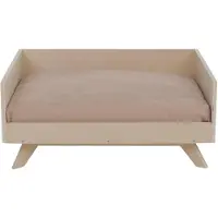 Mendler Tierbett MCW-Q64, Haustierbett Katzen-/Hundebett Tierkörbchen Tierliege, Holz MVG 32x72x50cm natur, Kissen beige