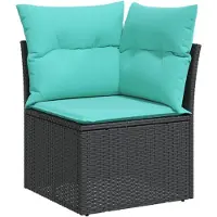 vidaXL 8-teiliges Gartensofa-Set mit Kissen, schwarzes Polyrattan