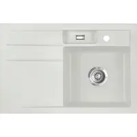 SYSTEMCERAM Spüle KeraDomo BELA 78 in ALU - Becken rechts mit Handbetätigung / / Keramikspüle