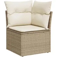 vidaXL 9-tlg. Garten-Sofagarnitur mit Kissen Beige Poly Rattan