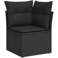 vidaXL 8-tlg. Garten-Sofagarnitur mit Kissen Schwarz Poly Rattan