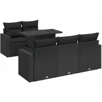 vidaXL 6-tlg. Garten-Sofagarnitur mit Kissen Schwarz Poly Rattan