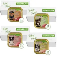 Lecker.Pet 44 x 150 g Gino's, Josie's, Luna's & Paula's Feine Paté Hundefutter Nassfutter Mix Vollnahrung - je Sorte 11 Schalen