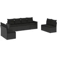 vidaXL 8-tlg. Garten-Sofagarnitur mit Kissen Schwarz Poly Rattan