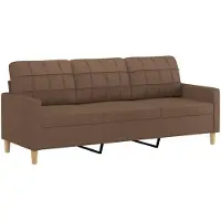 vidaXL 3-tlg. Sofagarnitur mit Kissen Braun Stoff