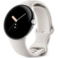 Google Pixel Watch LTE 41mm Silber (Silver) und graues Sportarmband (Charcoal)