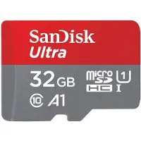 SanDisk Ultra microSD, 32 GB, MicroSDHC, Klasse 10, UHS-I, 120 MB/s, Grau, Rot