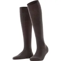Falke Kniestrümpfe "Softmerino", Damen, Gr. 41-42, Sockengröße, braun (schwarz braun), Materialmix, Socken Kniestrümpfe, mit feinem Maschenbild, atmungsaktiv, temperaturausgleichend