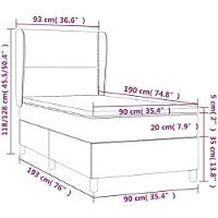 vidaXL Boxspringbett mit Matratze Creme 90x190 cm Stoff