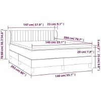 vidaXL Boxspringbett mit Matratze Hellgrau 140x200 cm Stoff