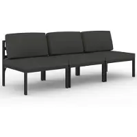 vidaXL Gartensofa 3-Sitzer mit Kissen Aluminium Anthrazit