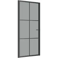 vidaXL Innentür 93x201,5 cm Schwarz ESG-Glas und Aluminium