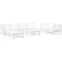 vidaXL 9-tlg. Garten-Lounge-Set Weiß Massivholz Kiefer