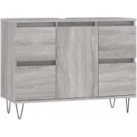 vidaXL Badschrank Grau Sonoma 80x33x60 cm Holzwerkstoff