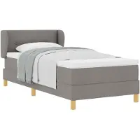vidaXL Boxspringbett mit Matratze mit Kopfteil Taupe 90 x 190 cm Stoff