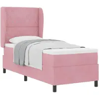 vidaXL Boxspringbett mit Matratze mit Kopfteil Rosa 80 x 200 cm Samt