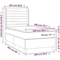 vidaXL Boxspringbett mit Matratze Taupe 100x200 cm Stoff