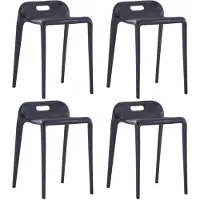 vidaXL Stapelbare Hocker 4 Stk. Schwarz Kunststoff