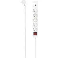 Hama 00223183, 1,4 m, Drinnen, Abgewinkelt, Weiß, 5 AC-Ausgänge, 17 W