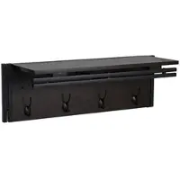 Décoshop26 - Wandgarderobe/Ablage mit 4 Haken 24x75x24cm dunkelbraunes MDF 04_0000973
