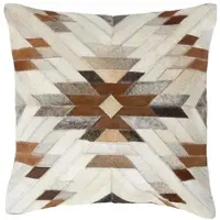 Homescapes PATCHWORK-KISSEN Fell & Leder 45/45 cm Ethno-Muster