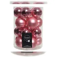 Décoris 20 Weihnachtskugeln 6cm Glas Christbaumkugeln Weihnachtsbaumkugeln pink rosa