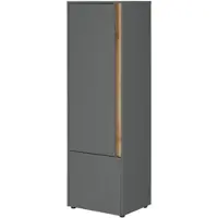 Furn.Design AKTENSCHRANK Grau matt, Eiche Wotan 50 x 158 cm, Stauraumschrank mit 4 Ordnerhöhen