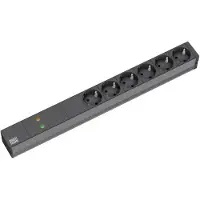 Bachmann 19" Steckdosenleiste 6-fach mit GVS ohne Schalter, schwarz
