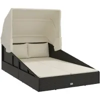 vidaXL Sonnenliege mit Faltdach Schwarz 200x114x128 cm Poly Rattan