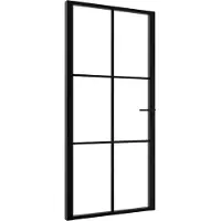 vidaXL Innentür ESG Glas und Aluminium 102,5x201,5 cm Schwarz