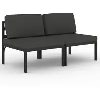vidaXL Gartensofa 2-Sitzer mit Kissen Aluminium Anthrazit