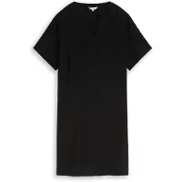 Tom Tailor Damen Plus Size - Kleid mit V-Ausschnitt, schwarz, Uni, Gr. 44