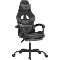 vidaXL Gaming-Stuhl mit Fußstütze Schwarz und Grau Kunstleder