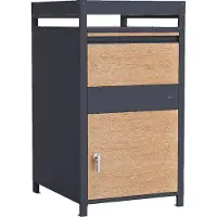 Axi Louis Paketbriefkasten aus Metall in Anthrazit/Holzoptik mit Pflanzbehälter | Briefkasten für Post und Pakete mit Schlüssel | Paketbox / Parcel Box 68 x 80 x 124 cm