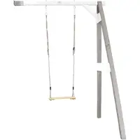 Axi Schaukel Anbau in Grau / Weiß aus FSC Holz | Einzelschaukel für Kinder / Kinderschaukel | Anbauschaukel für den Garten