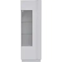 OKWISH Vitrine mit Acryl Türen LED Beleuchtung Glasböden Wohnzimmer 60x40x180cm Weiß
