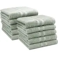 Zöllner Handtuch Amalfi Set, salbei, 50 x 100 cm, mit Bordüre, aus 100% Baumwolle, 450 g/m2, 10 Stück