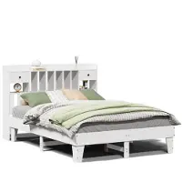 vidaXL Massivholzbett ohne Matratze Weiß 160x200 Kiefernholz
