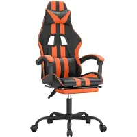 vidaXL Gaming-Stuhl mit Fußstütze Drehbar Schwarz & Orange Kunstleder