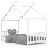 vidaXL Kinder-Bettgestell Weiß Massivholz Kiefer 70 x 140 cm