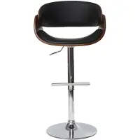 Miliboo - Design-Barhocker höhenverstellbar schwarz und dunkles Holz BENT