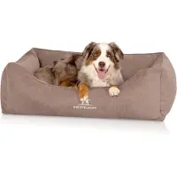 Knuffelwuff orthopädisches Hundebett mit Fächer-Wendekissen Baltimore 80x55cm Beige