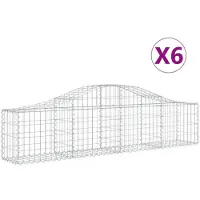 vidaXL Gabionen mit Hochbogen 6 Stk. 200x30x40/60 cm Verzinktes Eisen