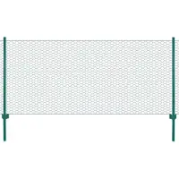 vidaXL Maschendrahtzaun mit Pfosten Stahl 25 x 1 m Grün