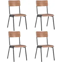vidaXL Esszimmerstühle 4 Stk. Braun Massives Sperrholz und Stahl