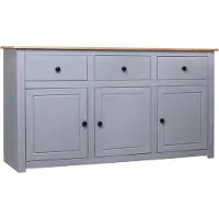 vidaXL Sideboard Grau 135x40x80 cm Kiefernholz Panama